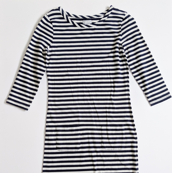 Striped Navy T-shirt Dress with Pockets - Picture 8 of 9